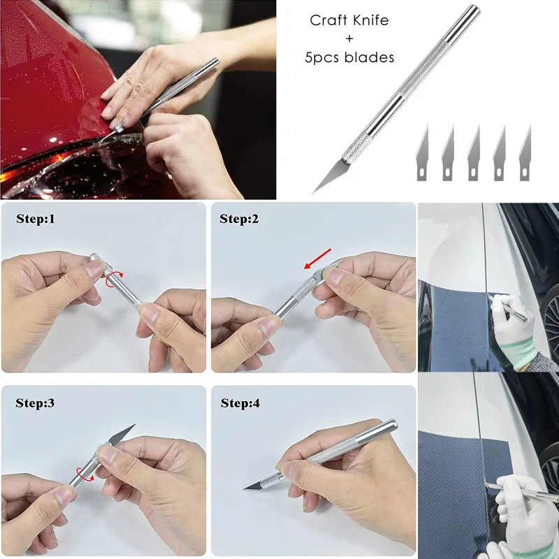 Car Wrapping Tools Kit Vinyl Scraper Cutter Film Squeegee Vinyl Spatulas Plastic Wrap Tool Window Tinting Tools Car Accessories