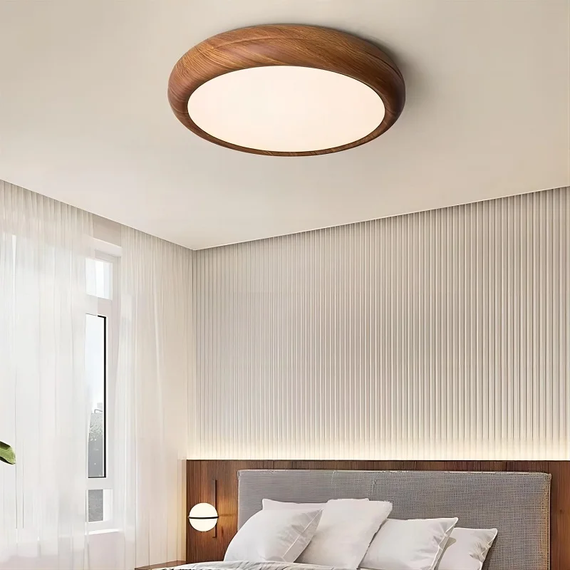 

Full Spectrum Eye Protection Bedroom LED Ceiling Light Nordic Ultrathin Walnut Wood Study Balcony Aisle Corridor Ceiling Lamp