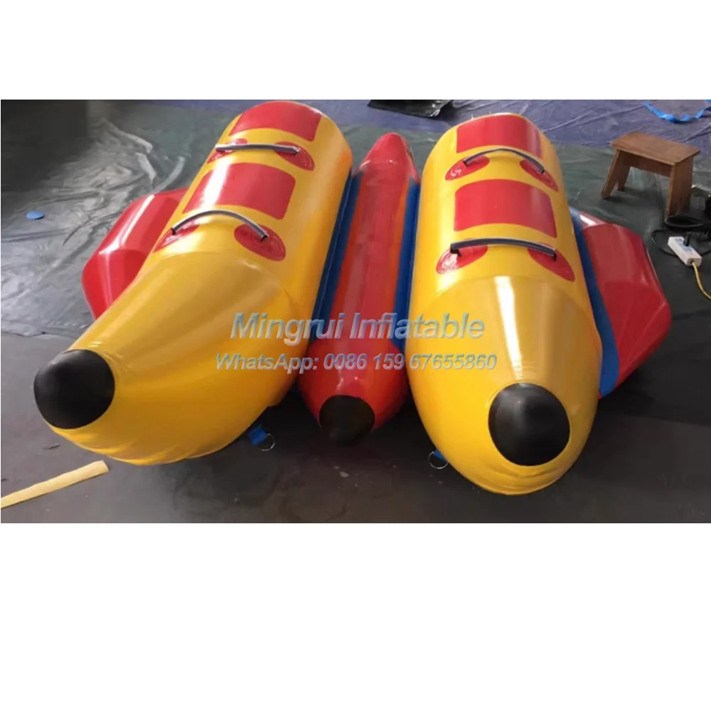 Tubo rebocável de peixe voador de tubo duplo, água aquática do barco da banana para a praia, jogo do parque, inflável, 6 8 10 Seat