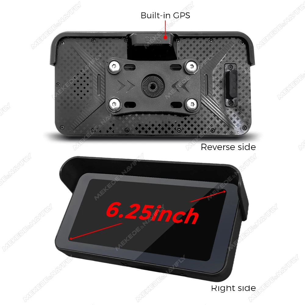 6.25 "التوصيل والتشغيل IP67 مقاوم للماء للدراجات النارية الملاحة اللاسلكية CarPlay أندرويد السيارات مستشعر TPMS جهاز تسجيل فيديو رقمي للسيارات دراجة نارية رصد