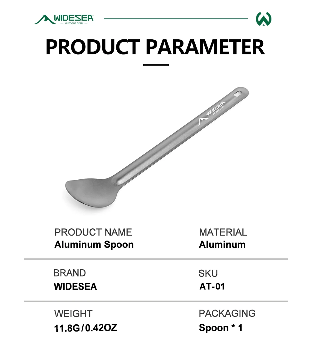 WIDESEA Campinglöffel aus Aluminium mit langem Griff, 20 g, leicht, tragbar, Outdoor-Ausrüstung – Detail 2