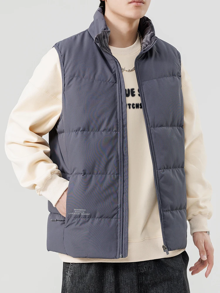 Big Size 8xl White Duck Down Padded Warm Vest Men Sleeveless Jacket Solid Color Red Blue Casual 7xl 6xl Puffer Gilet Waistcoat