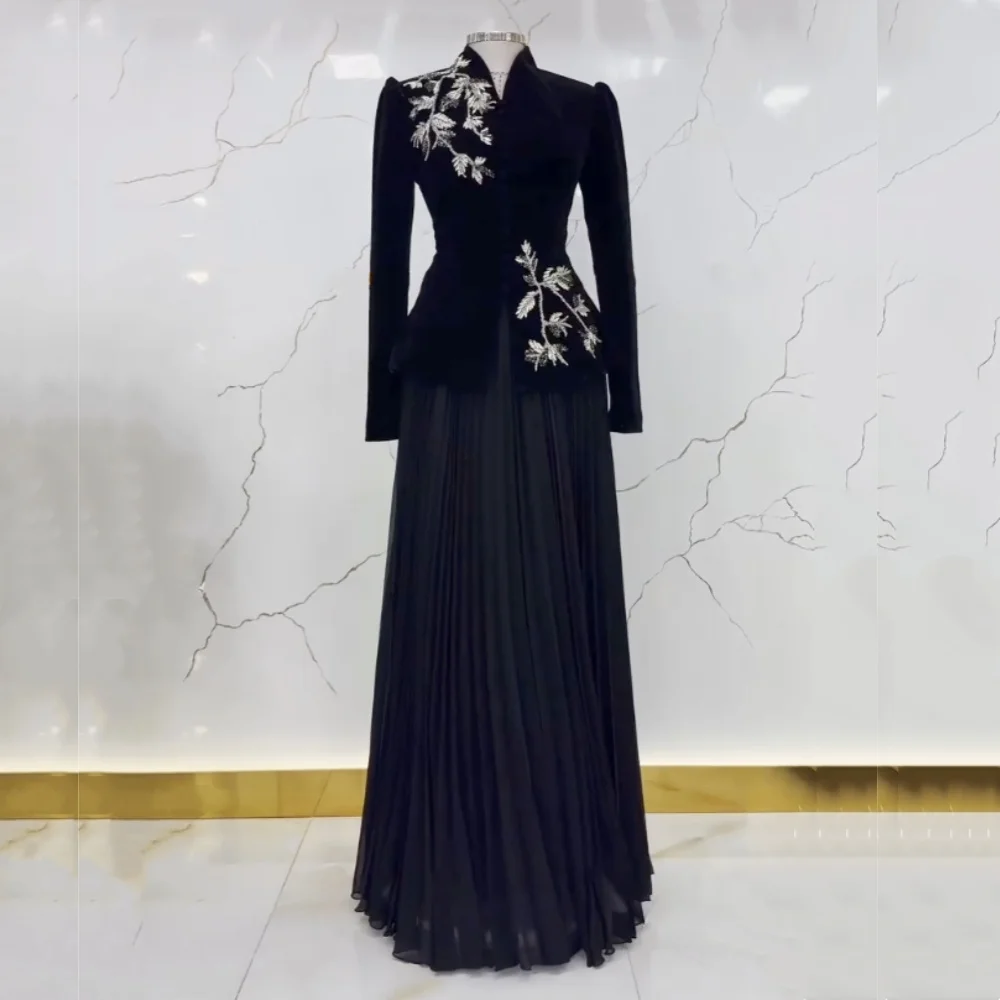 

Customized Luxury Evening Dress Sparkle Classic High Collar A-line Long Dresses Bespoke Occasion Elegant Party Wedding