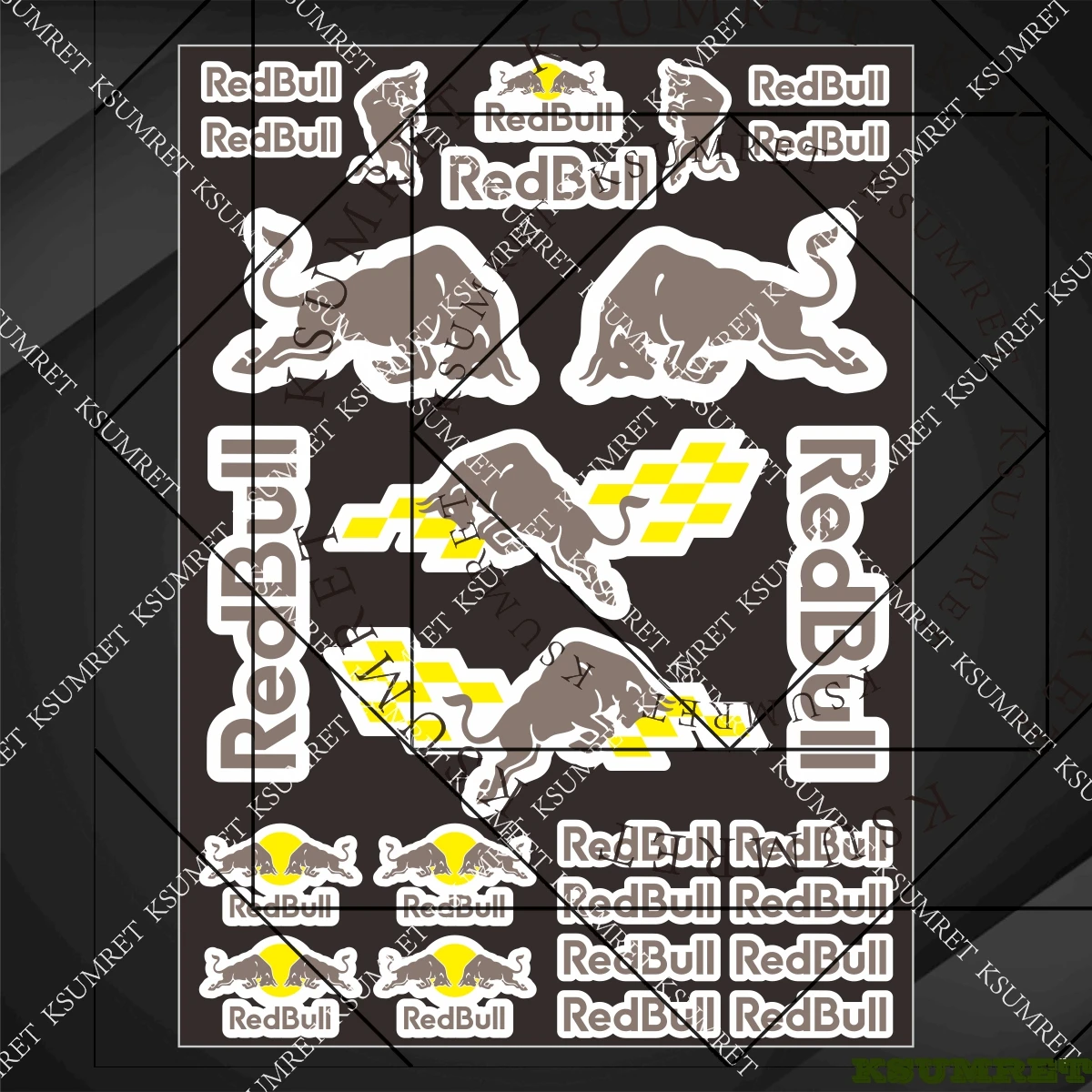 Vinyl For Red Bull Sticker Motorcycle Tank Decal Set Black Red Blue Gold