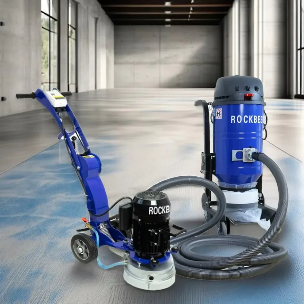 

Concrete floor grinder with optional industrial vacuum cleaner