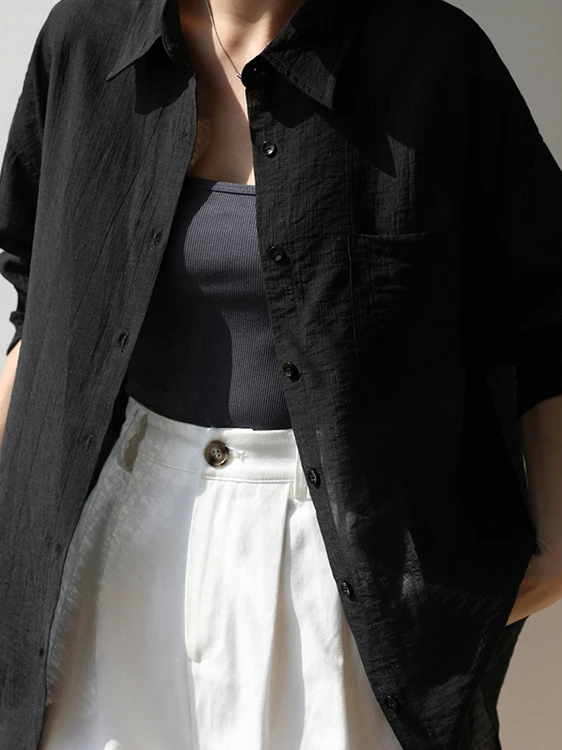 بلوزة نسائية صيفية فضفاضة طويلة للحماية من الشمس من الأشعة تحت الحمراء، رفيعة للتنحيف، قابلة للتنحيف، مصنوعة من البوليستر غير الرسمي