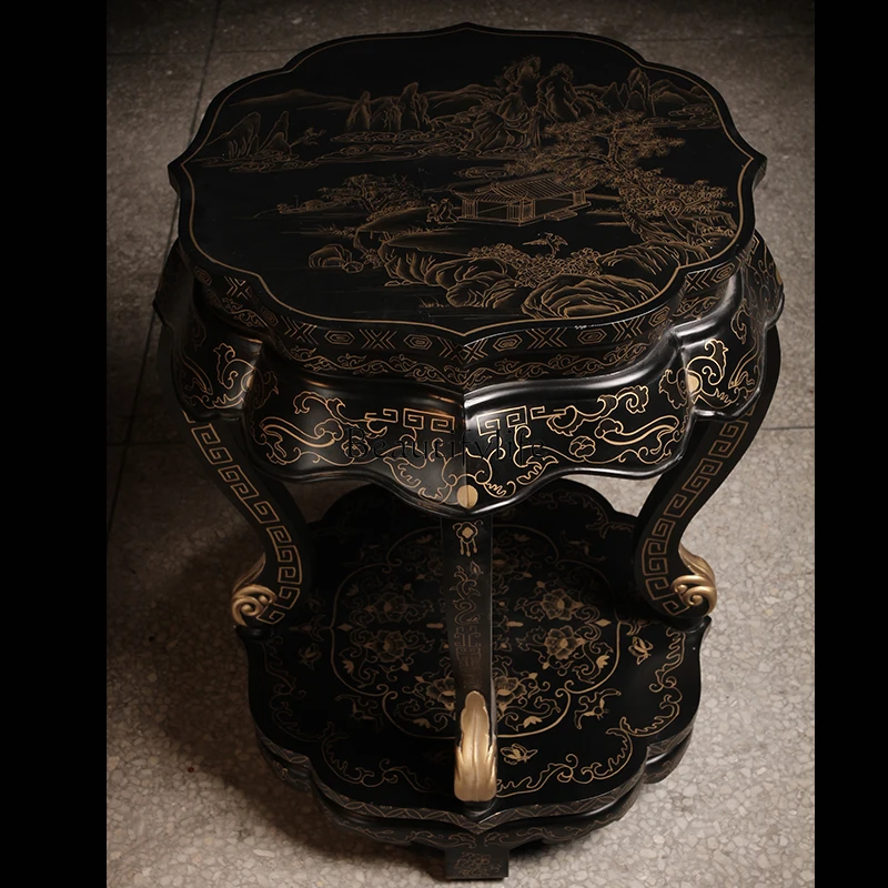 

New Chinese furniture painted landscape coffee table side table flower rack stool