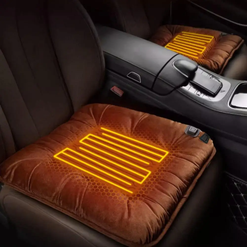 Cuscino Cuscino del sedile USB con 3 cuscinetti lavabili a temperatura per sedia da ufficio Car Off automatico Opzione di riscaldamento domestico Facile da usare