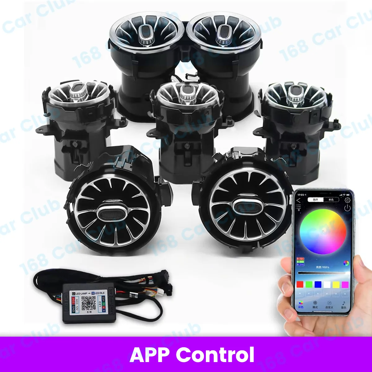 NONE LED Vent 256 Farben APP Controls Für Mercedes Benz W205 W213 X253 W177 W118 W117 W176 X156 W222 RGB Turbo Air Outlet Düse Lampe 6