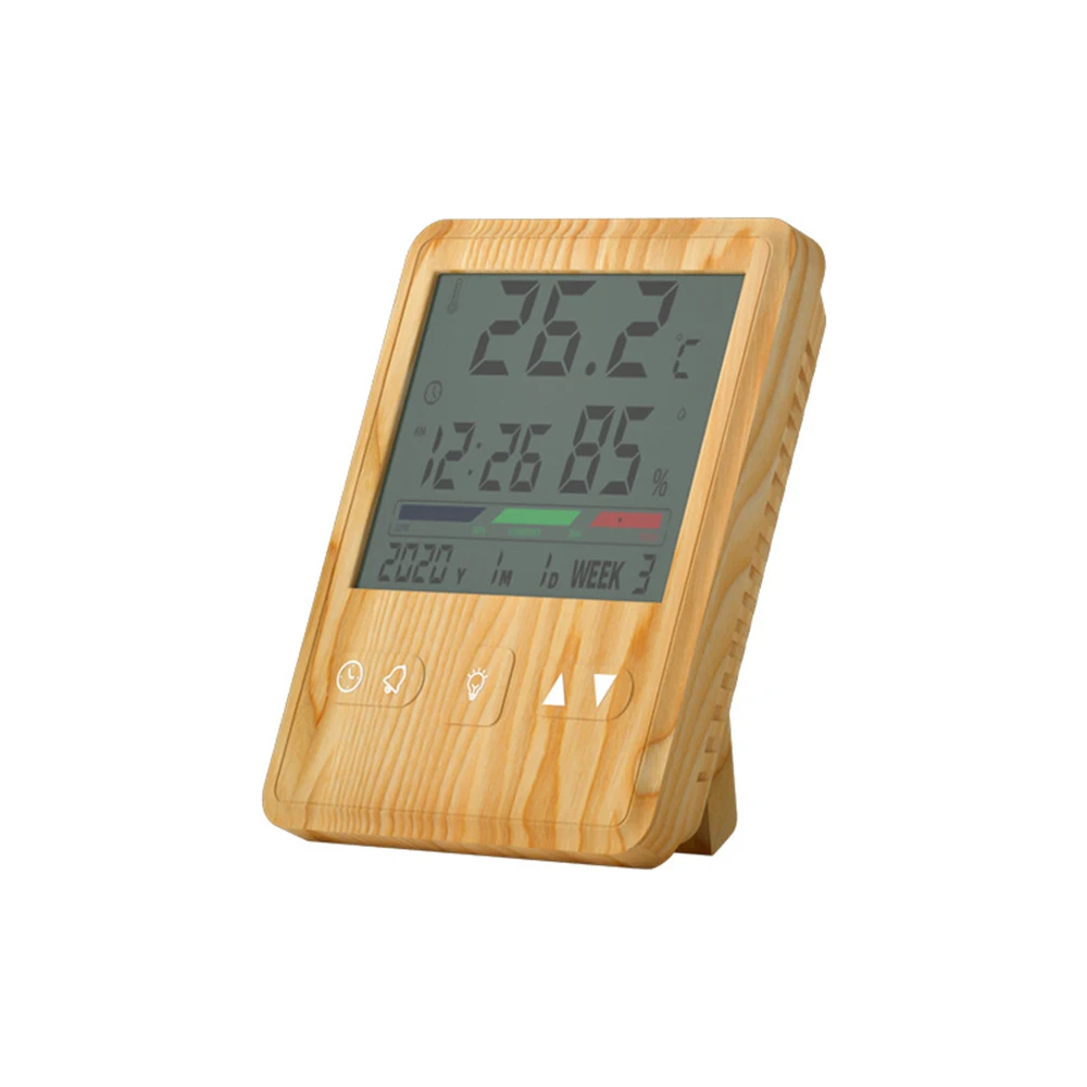 Pantalla Digital con retroiluminación inteligente para interiores, medidor electrónico de temperatura y humedad, despertador, calendario, instrumento de visualización