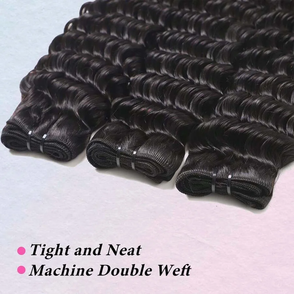 Tief gewelltes Echthaar, brasilianisches Echthaar, gewellt, lockig, 100 % unverarbeitetes Echthaar, Wasserwellen-Echthaarverlängerungen
