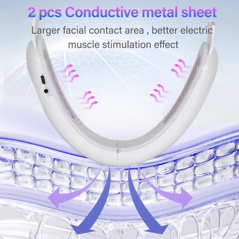 جهاز تدليك الوجه على شكل حرف V قابل لإعادة الشحن، جهاز تدليك الوجه على شكل حرف V، شاشة LED، أداة تجميل الوجه #4