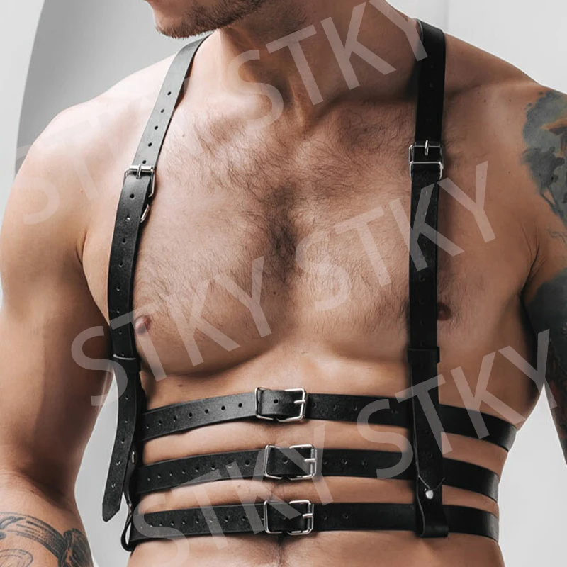 

Gothic Leather Harness Man Sexy Underwear Body Bondage Chest Garters Belt for Stockings BDSM Erotic Bra Sexy Suspenders Fetish