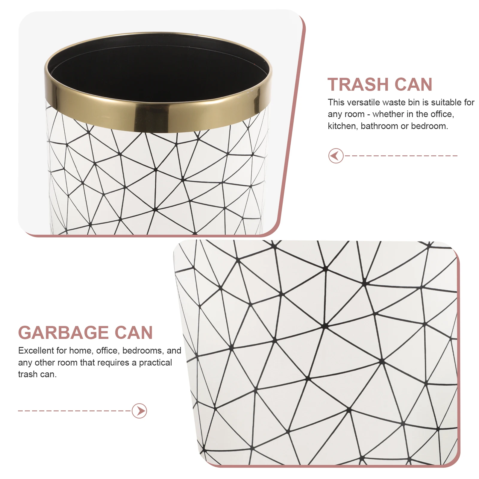 

Retro Garbage Can Plastic Trash Bin Bathroom Bedroom Office Waste Basket Multi Function Household Storage Solution