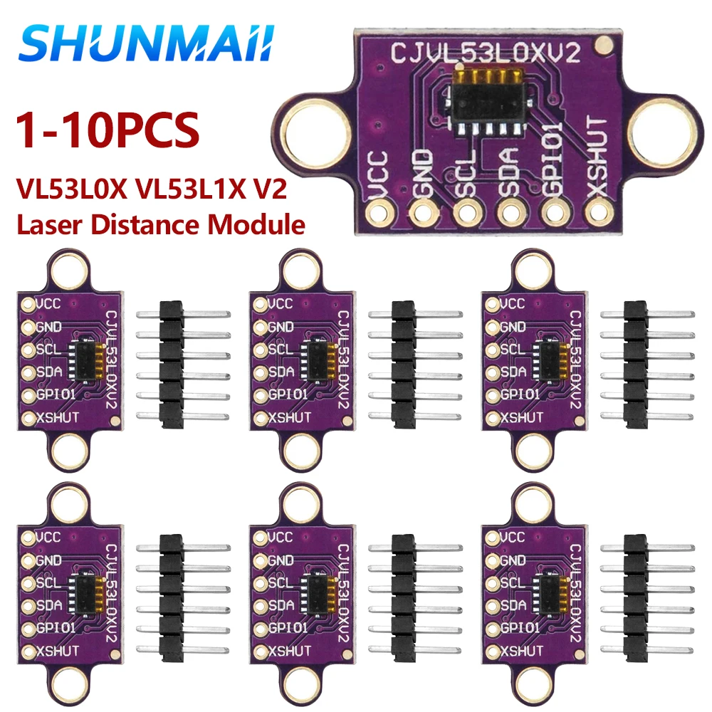 1-10pcs VL53L0X Time-of-Flight Laser Ranging Sensor IIC GY-530 VL53L0X VL53L1X V2 Laser Distance Module High Accuracy