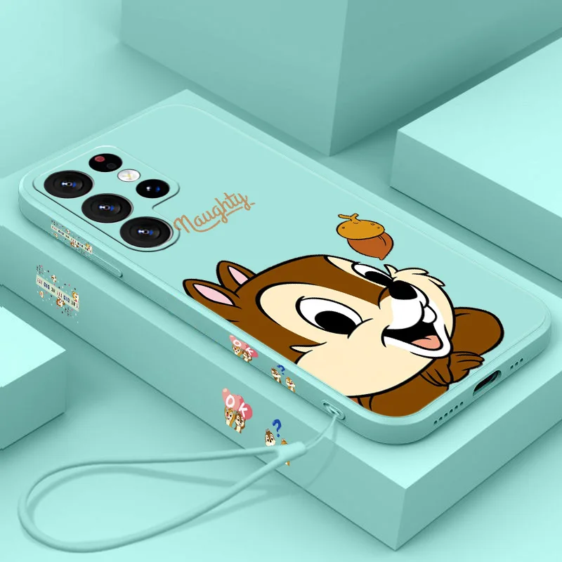 Disney Chip 'n' Dale Phone Case For Samsung S10 S20 S21 S22 S23 S24 Plus Lite Ultra FE Liquid Left Rope Funda Shell Soft Capa