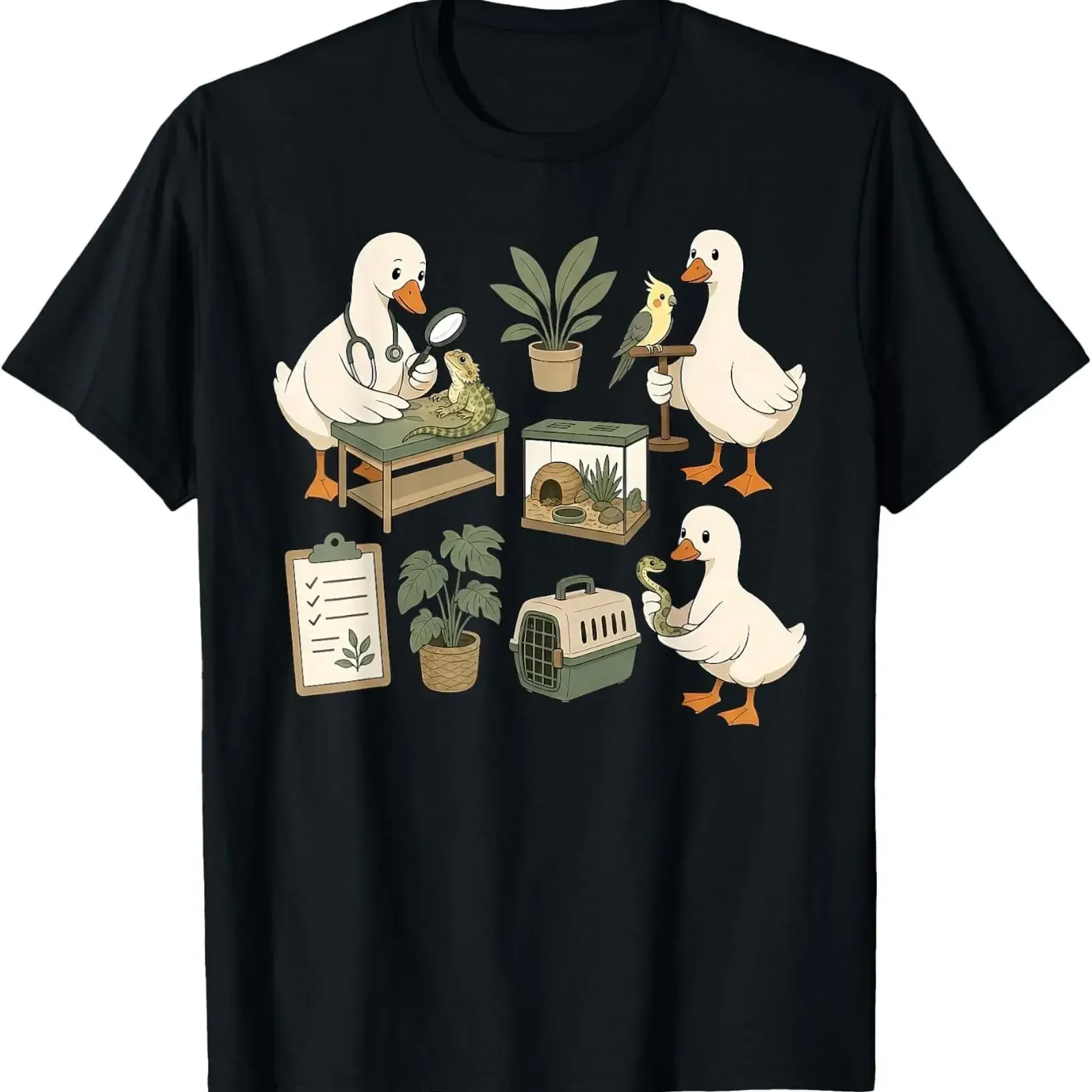 Funny Goose Exotics Veterinary Department Vet Tech Med T Shirt vintage Washed Slightly streetwear graphic Top For Everyday Wear