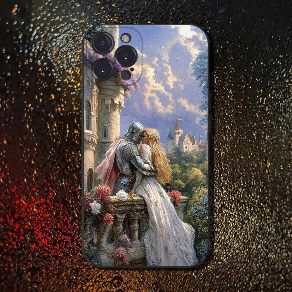 حافظة هاتف بتصميم فني من عصر النهضة لهاتف آيفون 16,15,14,13,12,11 Plus,Pro Max,XS,X,XR,SE,Mini,8,7,غطاء أسود من السيليكون الناعم