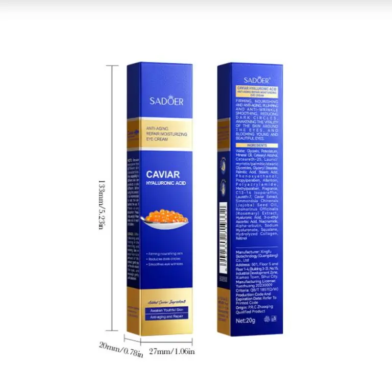 New 20g SADOER Caviar Hyaluronic Acid Eye Cream Anti Dark Circles Removal Eyes Bags Anti-aging Moisturizing Eyes Skin Care - view 6