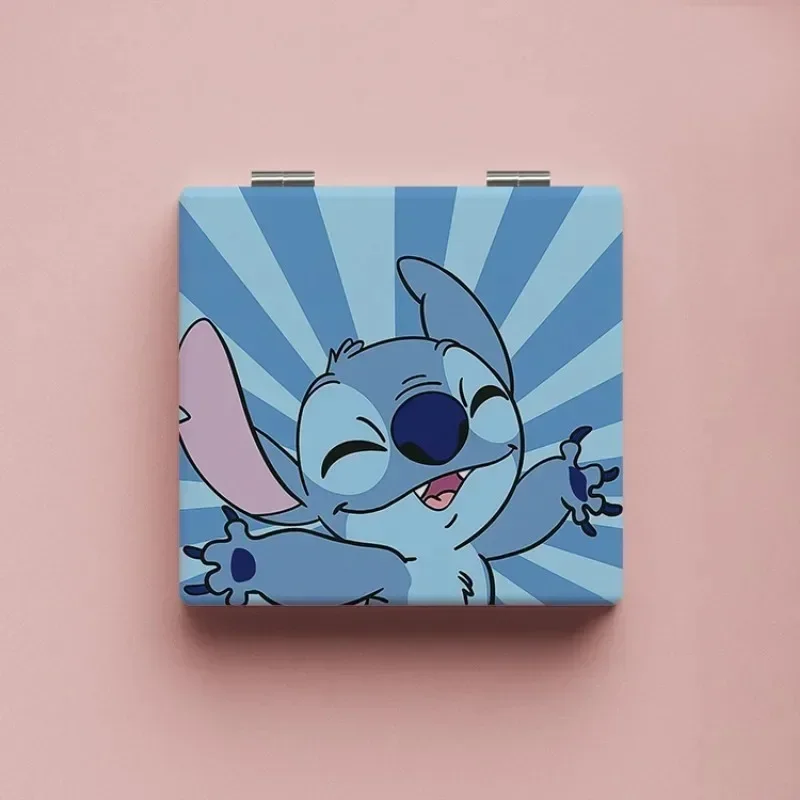 Disney Lilo & Stitch Portable Mirror Anime Figure Stitch Cute Cartoon Makeup Mirror Fashion Sweet Girl Child Folding Mirror Gift