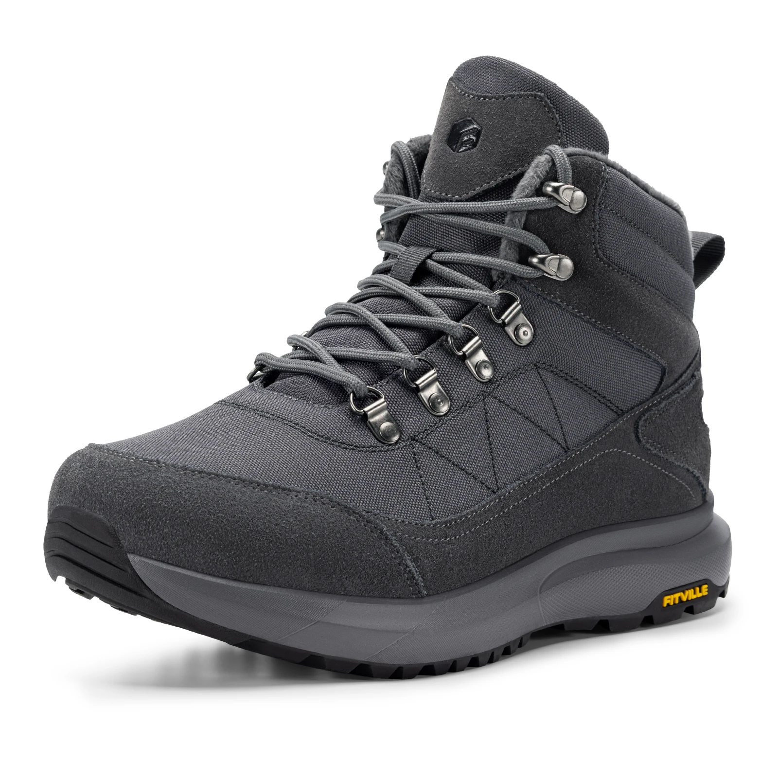 FitVille Men's Winter Boots Extra Wide Hikking Shoes for Men Water‑Repellent Warm Plush Snow Trekking Boot Antumn Non‑Slip