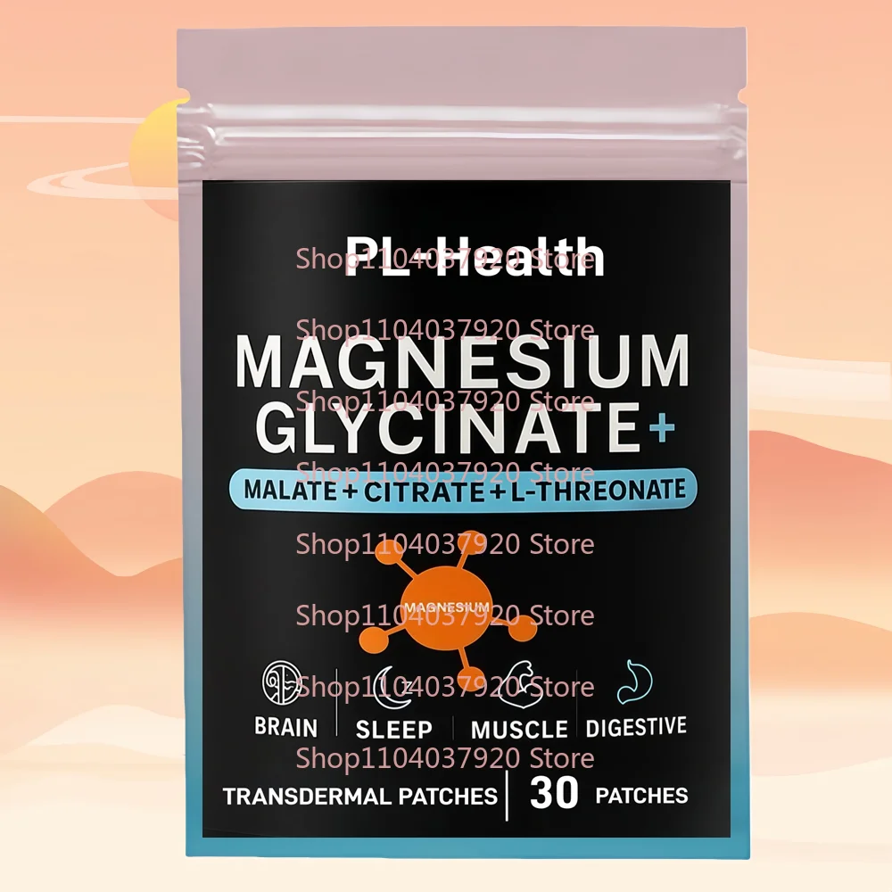 30 رقعة من المغنيسيوم جليسينات 4 في 1 معقدة عبر الجلد مع السترات ومالات وL-ثريونات لدعم النوم وصحة العضلات