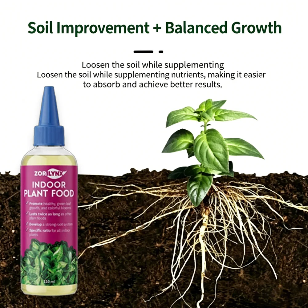 110ml Indoor Plant Food Liquid Nutrient Solution for Strong Root Growth Rapid Recovery Healthy Green Leaf Blooms ZORILYNX
