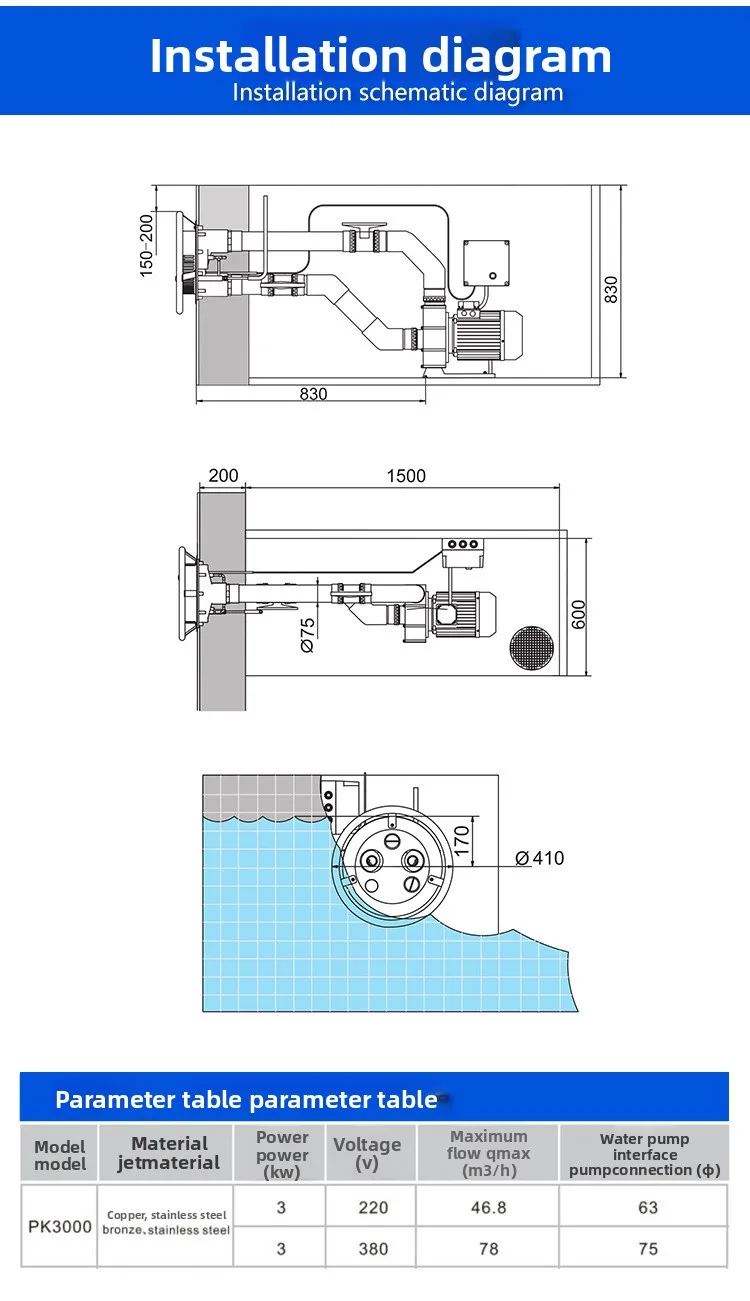 Pool Gegenstrom Trainer Infinity Pool Surfen Spa Massage Pool Thruster Ausrüstung