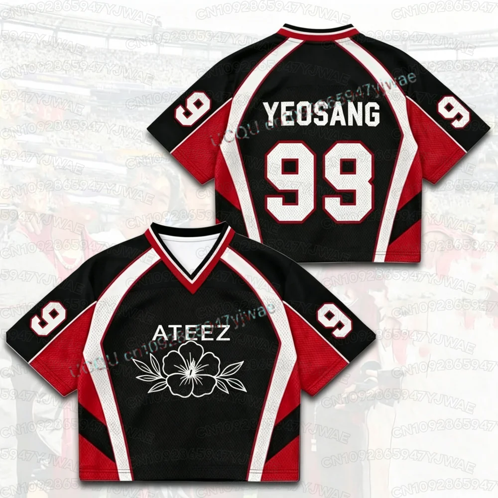 2026 Summer Women's Men's Girl Ateez 3D Print Graphic Kpop Fans Gifts V-neck Jersey Short Sleeve T-Shirt Tops
