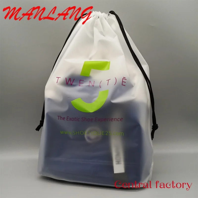 Custom Grote Eco Vriendelijke Drawstring Tas Plastic Frosted Bags Verpakking Polybag Voor Kleding