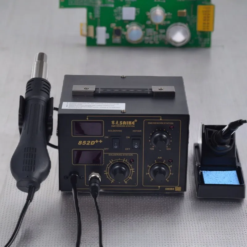 SAIKE 2in1 SMD Rework Station Lötkolben Heißluft Rework Station Heißluftpistole Lötstation 852D++
