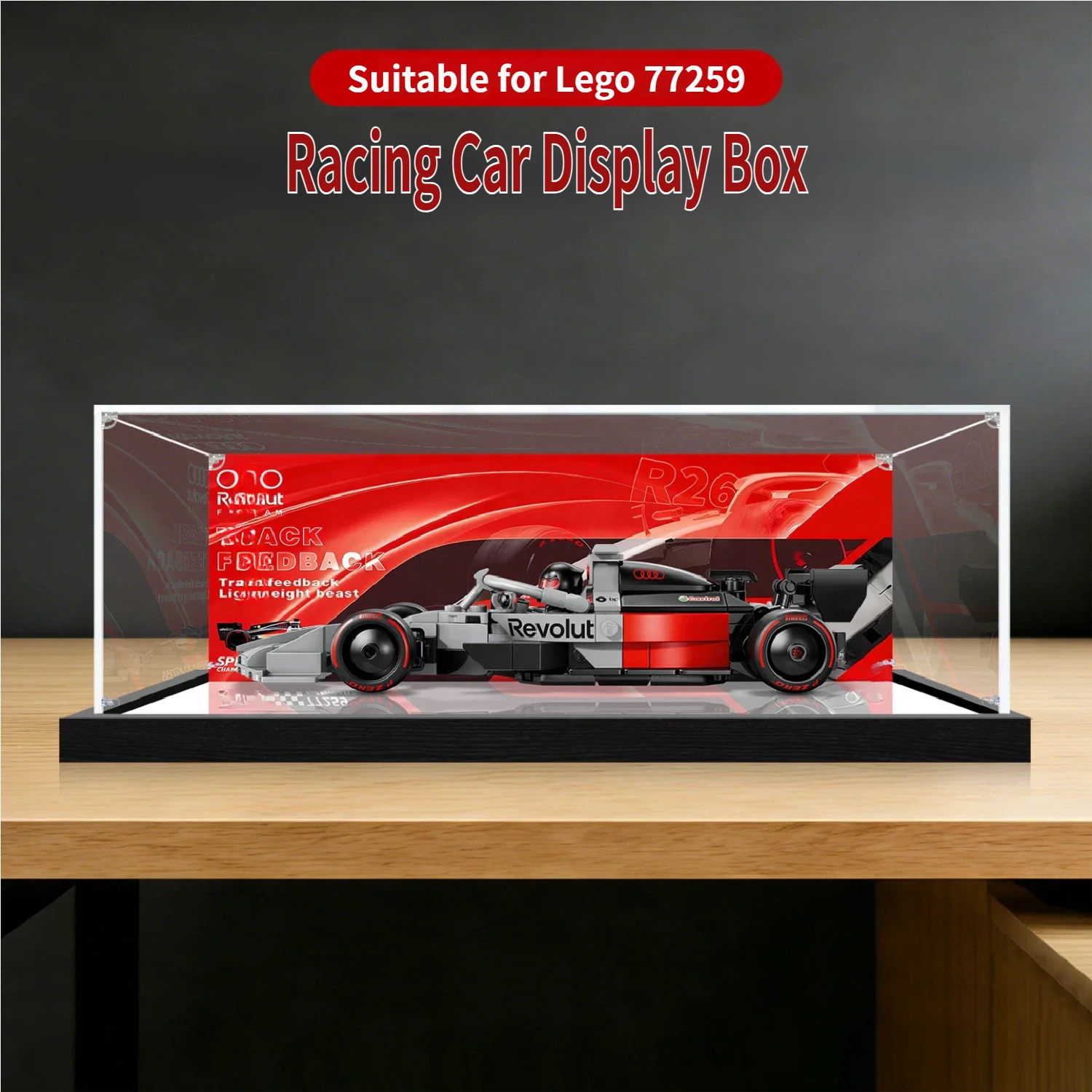 

Прозрачный акриловый демонстрационный бокс для модели Lego 77259 Racing, пылезащитный футляр для демонстрации - совместим с моделью Lego 77259 (только футляр)