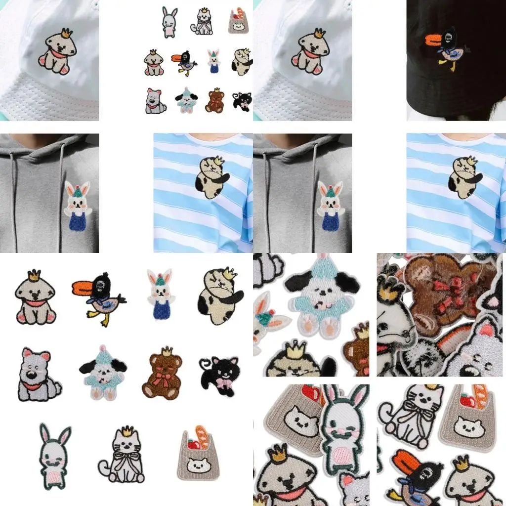 

11 Pcs Animal Sew On/Iron On Patches Cats Embroidered Patches Rabbits Repair Patches Applique Patches for Clothes Y08E