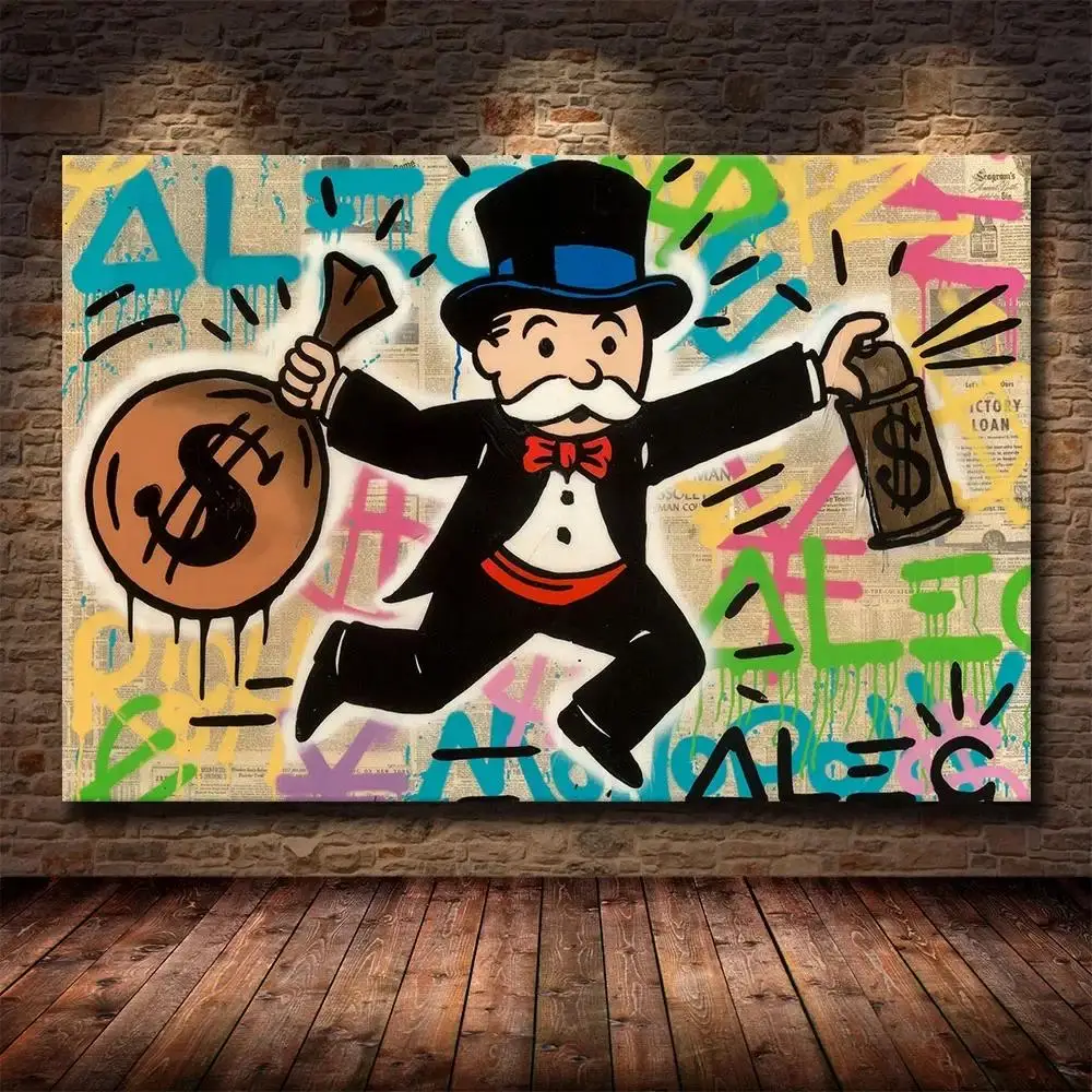 أليك احتكار الأزيز البخيل الدولارات الكتابة على الجدران الشارع الملصقات قماش لوحات ديكور جدار الفن طباعة صور غرفة ديكور المنزل