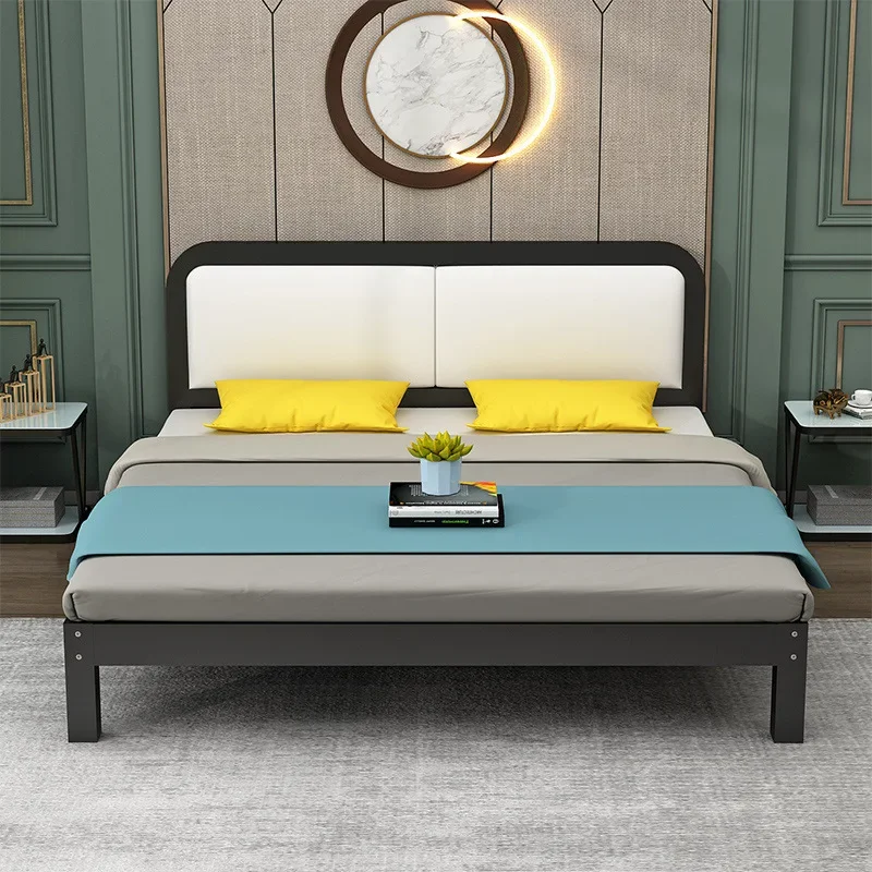 Утолщенная бытовая кованая кровать длиной 1,5 метра, 1,8 двухместная, современная, простая, для аренды дома, железная кровать для небольшой квартиры, 1 метр, одинарная