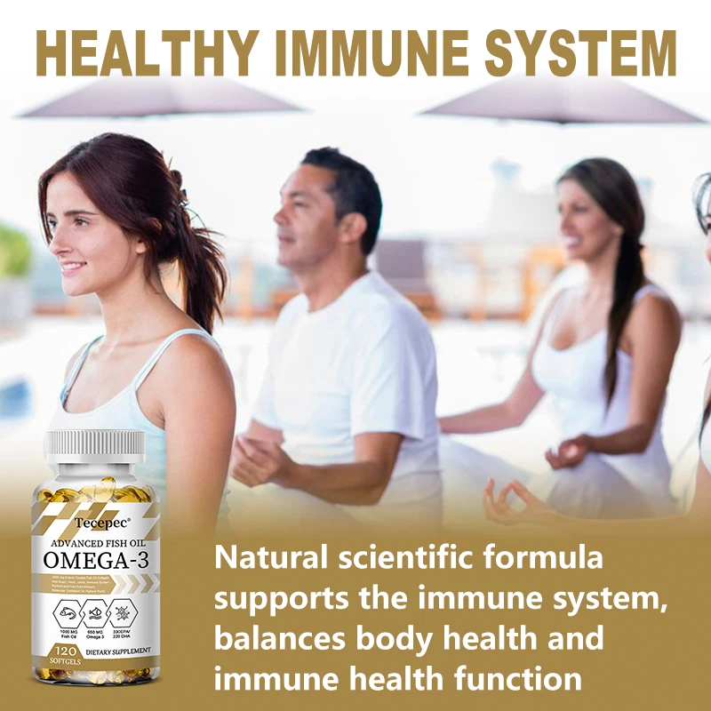 Omega 3 Nutrients - Supports Immune, Brain, Joint & Heart Health, Improves Negative Mood & Stress, 120 Capsules