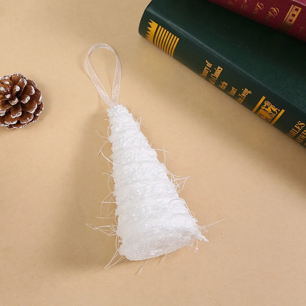 

Cute Foam Christmas Hanging Pendant Flocking DIY Candy Cane Ornament White Xmas Tree Decor New Year