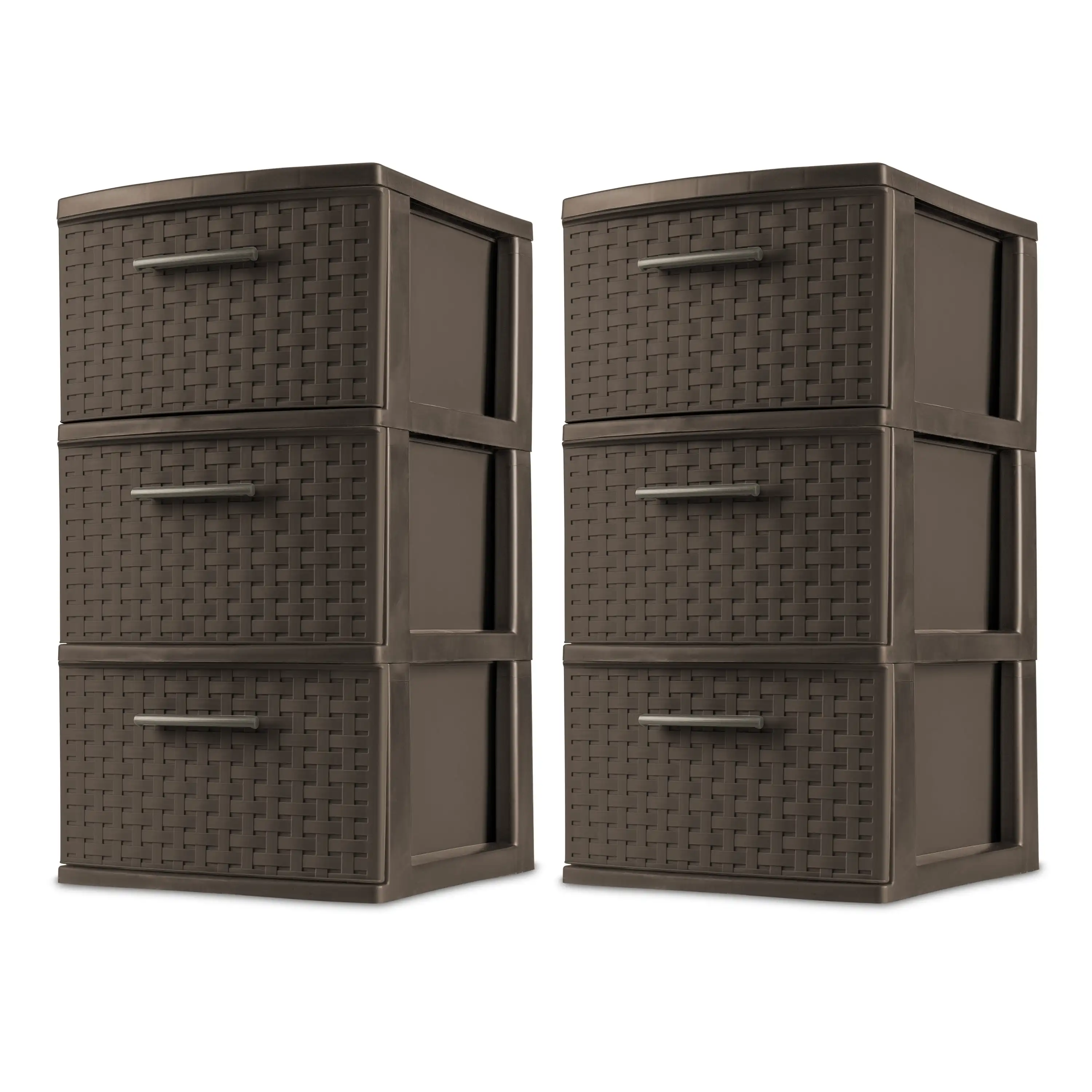 

Modern 3 Drawer Weave Tower Plastic Set of 2 storage box