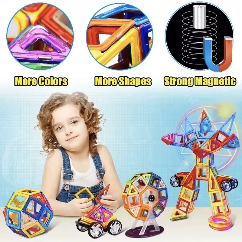 Jouets magnétiques de grande taille, blocs de Construction magnétiques, jouets de Construction pour enfants, jouets STEM, jouet éducatif d'apprentissage