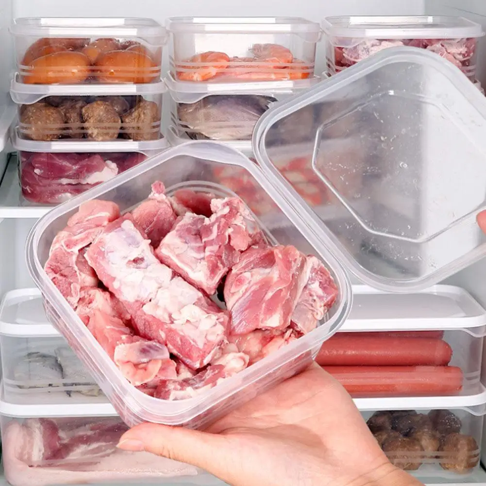 Home Refrigerator Dumpling Box Rectangular Plastic Sealed Storage Box Food Crisper Box with Lid Food Crisper Fresh Spacer Clear