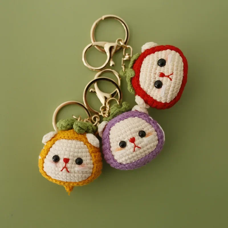 Cartoon cartoon handmade crochet pendant DIY wool knitting doll car key chain or mobile phone backpack exquisite ornaments.