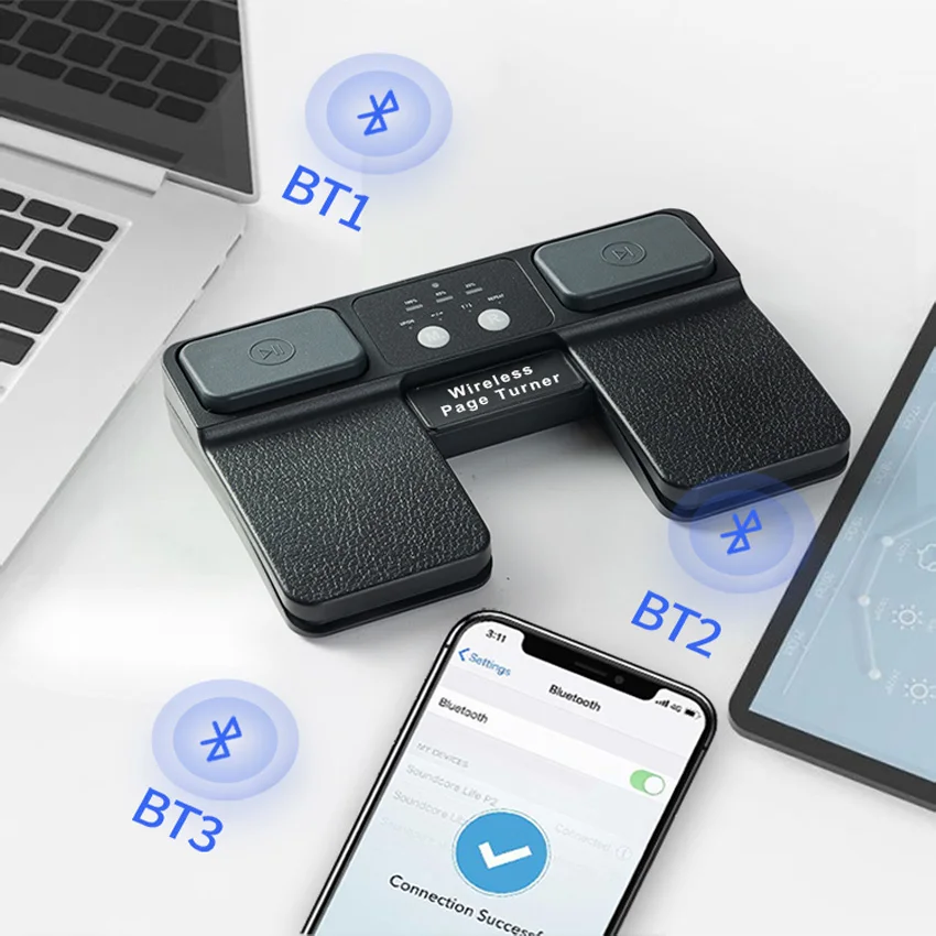 QuanYin Portable Wireless Page Turner Pedal Foot Page Turner for ipad iphone Tablet Laptop Remote Control PPT Rechargeable - view 5
