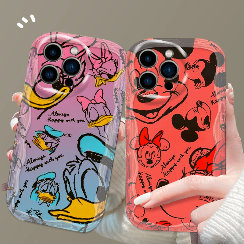 Disney Donald Duck For Apple iPhone 15 14 13 12 11 XS XR X Pro Max Plus Wave Oil Back Phone Case