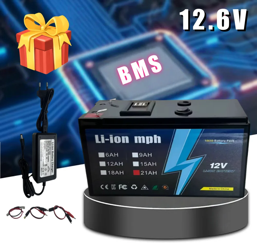 

12V6-21Ah Lithium LiFePO4 Deep Cycle Battery, 4000+ Cycles Rechargeable Battery for Solar/Wind Power,Small UPS,Lighting,and More