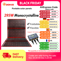 DOKIO 295W 18V Flexible Solar Panel Portable Outdoor Foldable Solar Panel For Camping/Boat/RV/Travel/Home/Car Solar Panel Kits