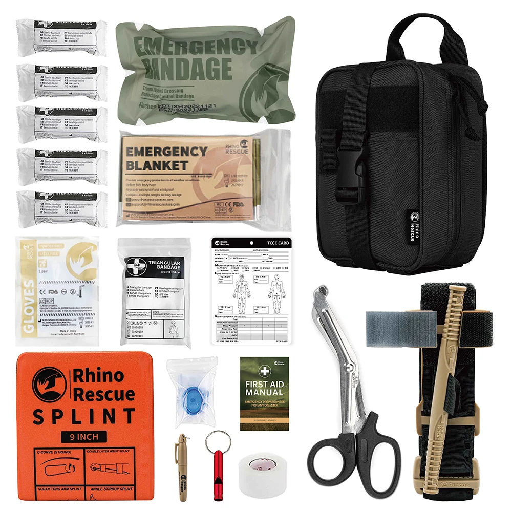 Rhino Rescue Outdoor Survival Gear Molle Bag Medical Emergency IFAK First Aid Kit Tactical Tourniquet Emergency Bandage Camping