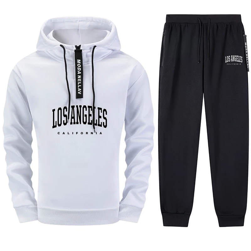2025 New in Mens Tracksuit City Vibes Fashion Hoodie and Sweatpants Fall/winter Half Zipper Sweatshirt Male Casual Sporty Outfit