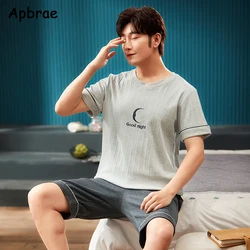 New Summer Men Pajamas Soft Cotton Sleepwear Cartoon Pyjamas L-3XL Leisure Nightwear Short Sleeve Shorts Pijamas for Man