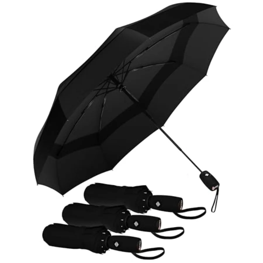 

REPEL Windproof Travel Umbrella - Compact and Withstands Winds up to 85MPH, Strongest Premium Auto Folding Umbrella for Rain an