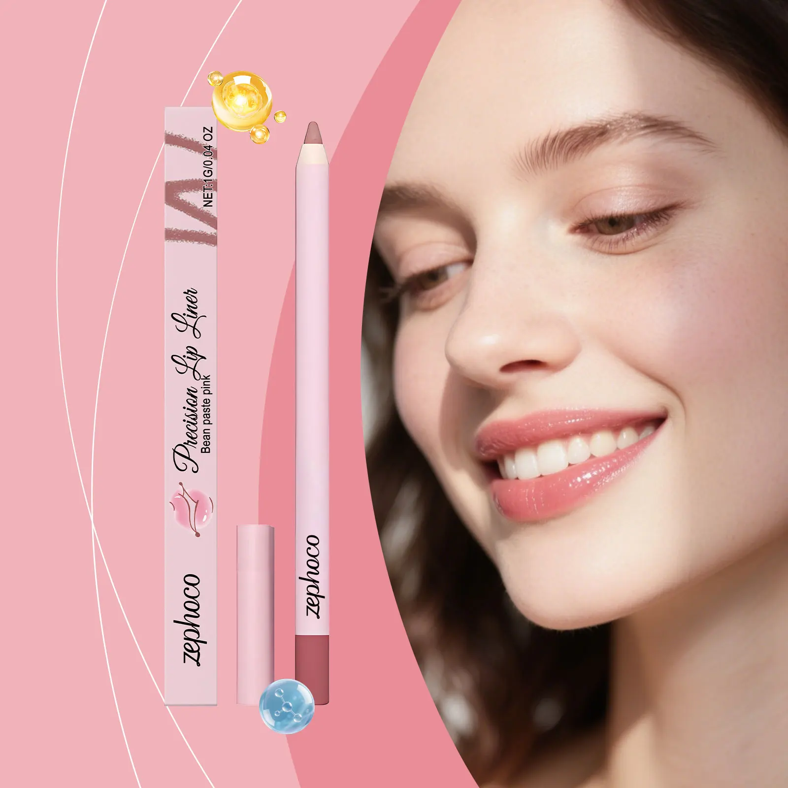 Lápiz Delineador de Labios de Alta Pigmentación, Resistente al Agua y de Larga Duración, Define la Forma de los Labios, Cremoso y Suave, Efecto Voluminizador